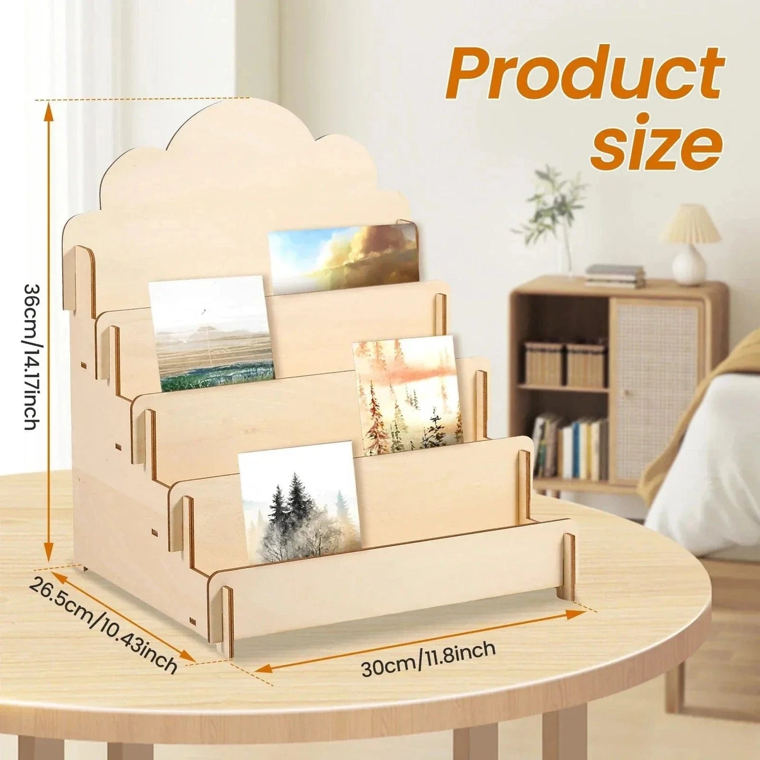 4-Layer Wooden Card Display Rack – Removable Multi-Tier Organizer Stand