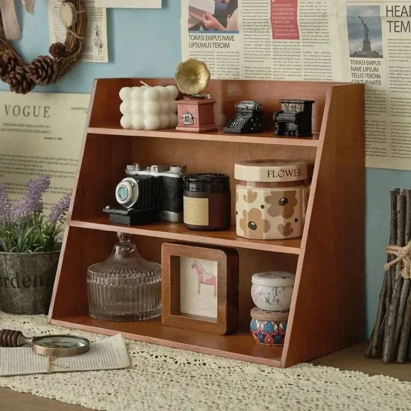 Solid Wood Cosmetics Storage Rack – Multi-Layer Desktop Organizer Box