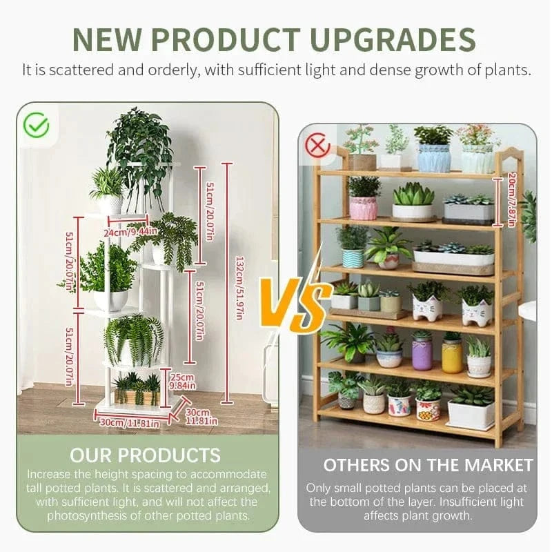 Wooden Plant Stand – 5/6/8-Tier Flower Shelf Rack for Pots & Garden Decor