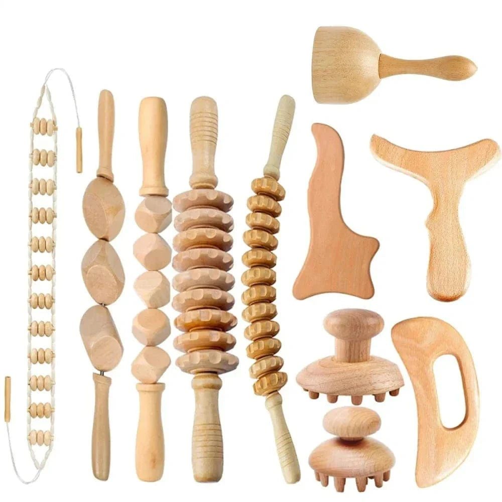 2/4/6/8PCSWooden Body Massager Set – Beech Wood Tools for Relaxation & Muscle Relief