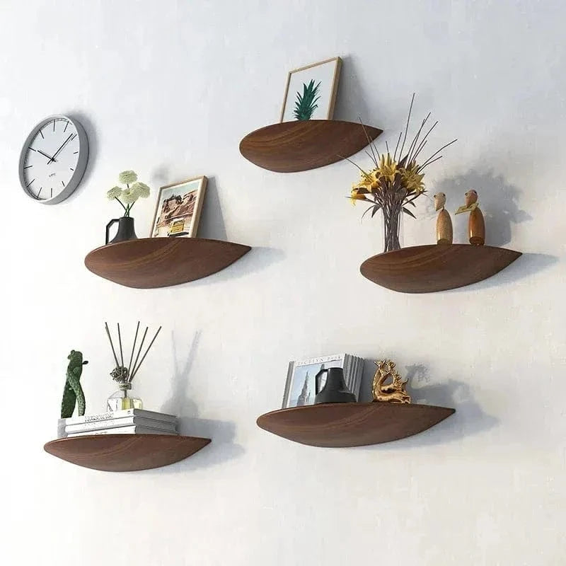 Semicircle Wooden Wall Shelf – Hanging Display Stand for Home Decoration & Storage