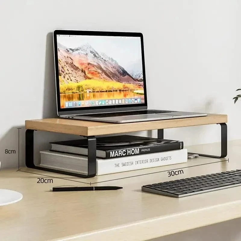 Wooden Monitor Riser Stand – Desktop Organizer & Heightening Bracket