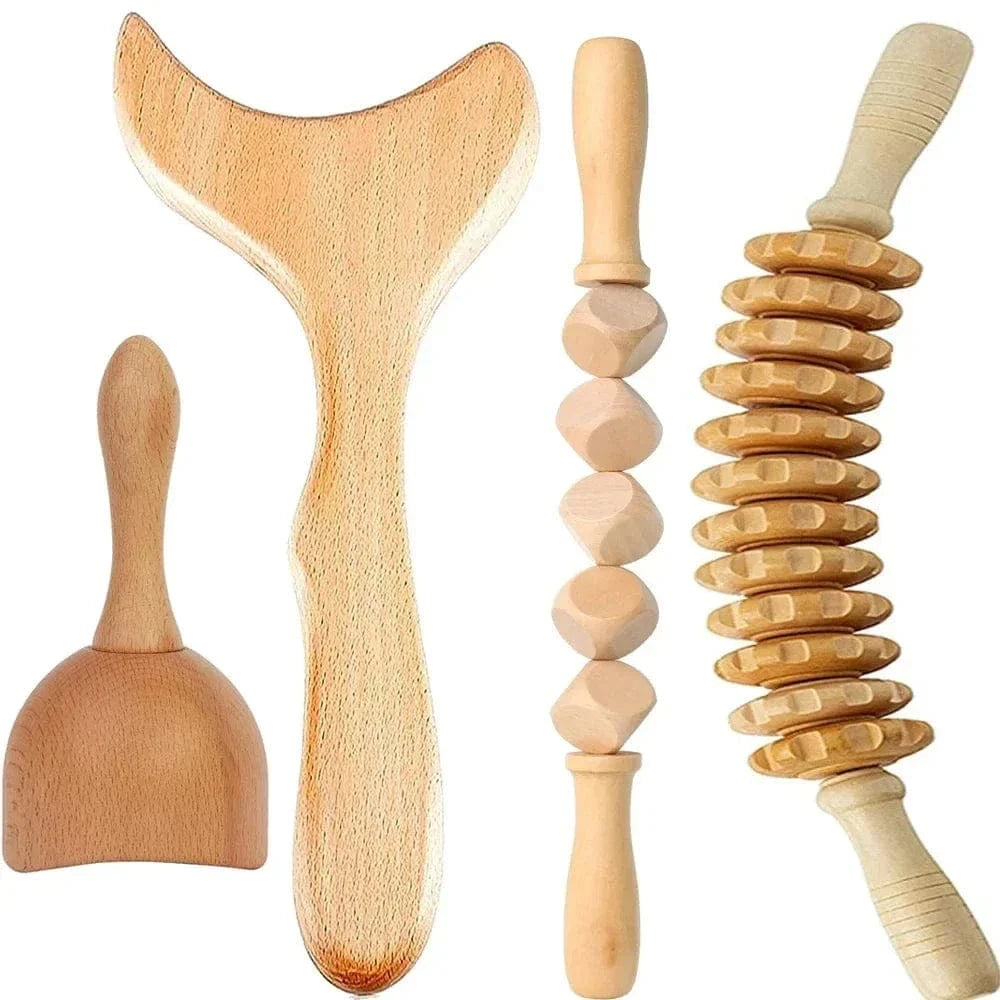 2/4/6/8PCSWooden Body Massager Set – Beech Wood Tools for Relaxation & Muscle Relief