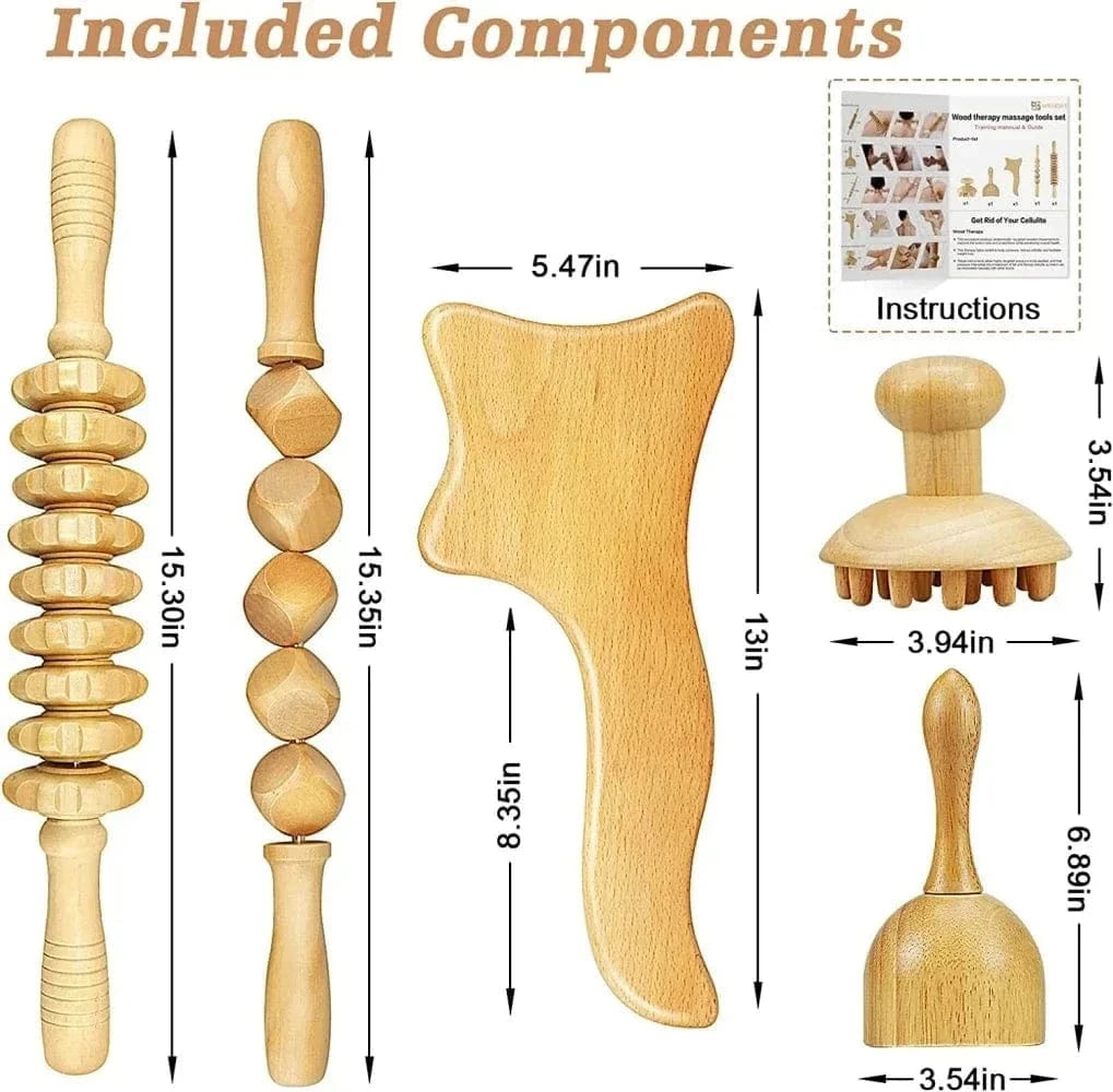 2/4/6/8PCSWooden Body Massager Set – Beech Wood Tools for Relaxation & Muscle Relief