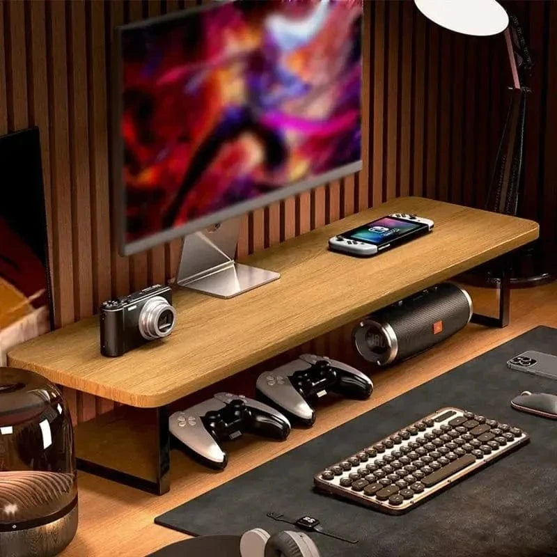 Wooden Monitor Riser Stand – Desktop Organizer & Heightening Bracket