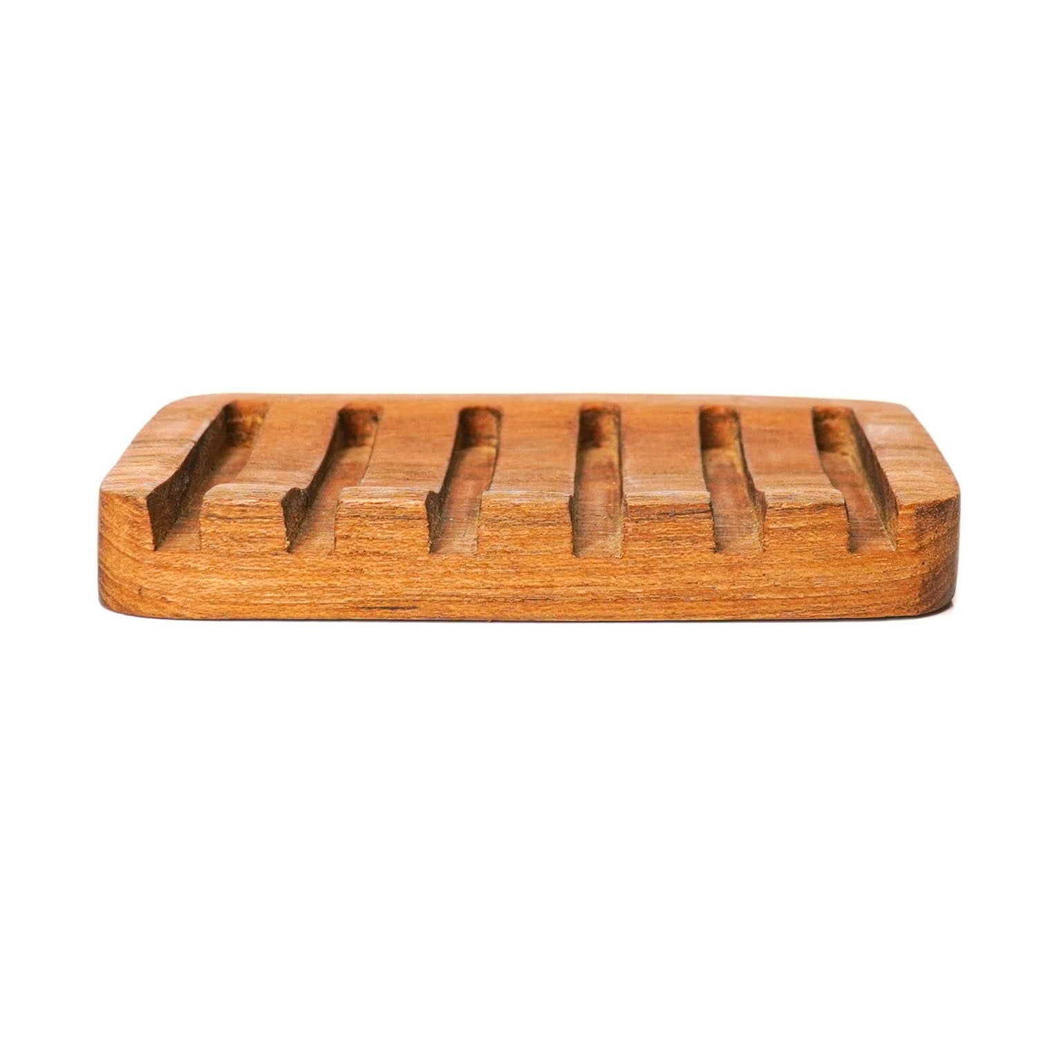 Slanted Waterfall Teak Wood Soap Dish