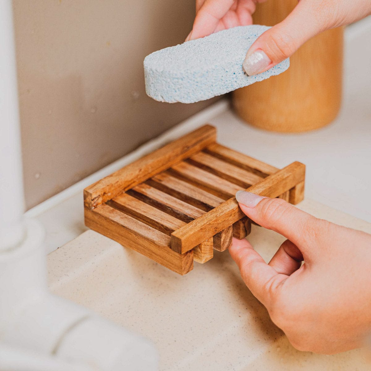 Slotted Teak Wood Soap Dish