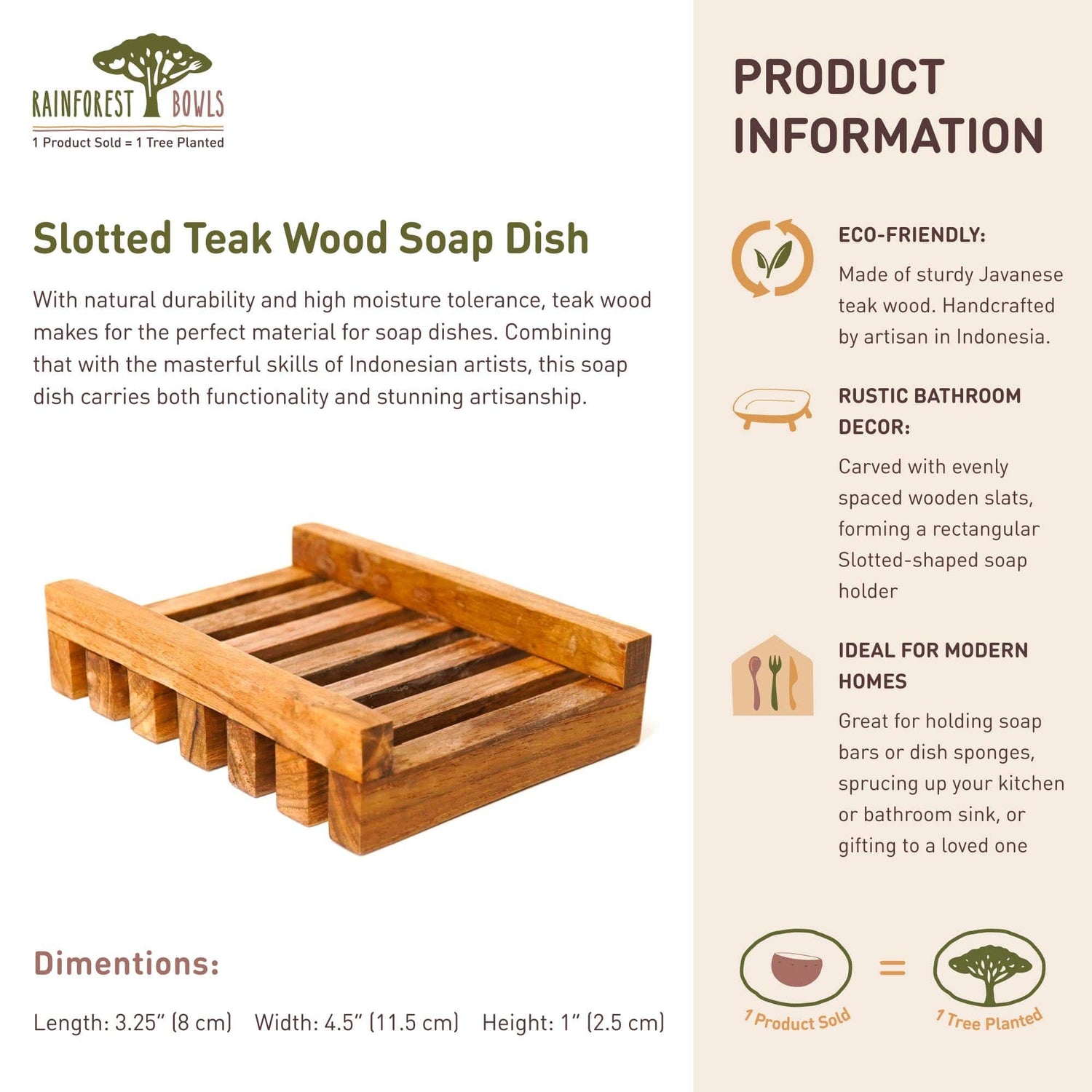 Slotted Teak Wood Soap Dish