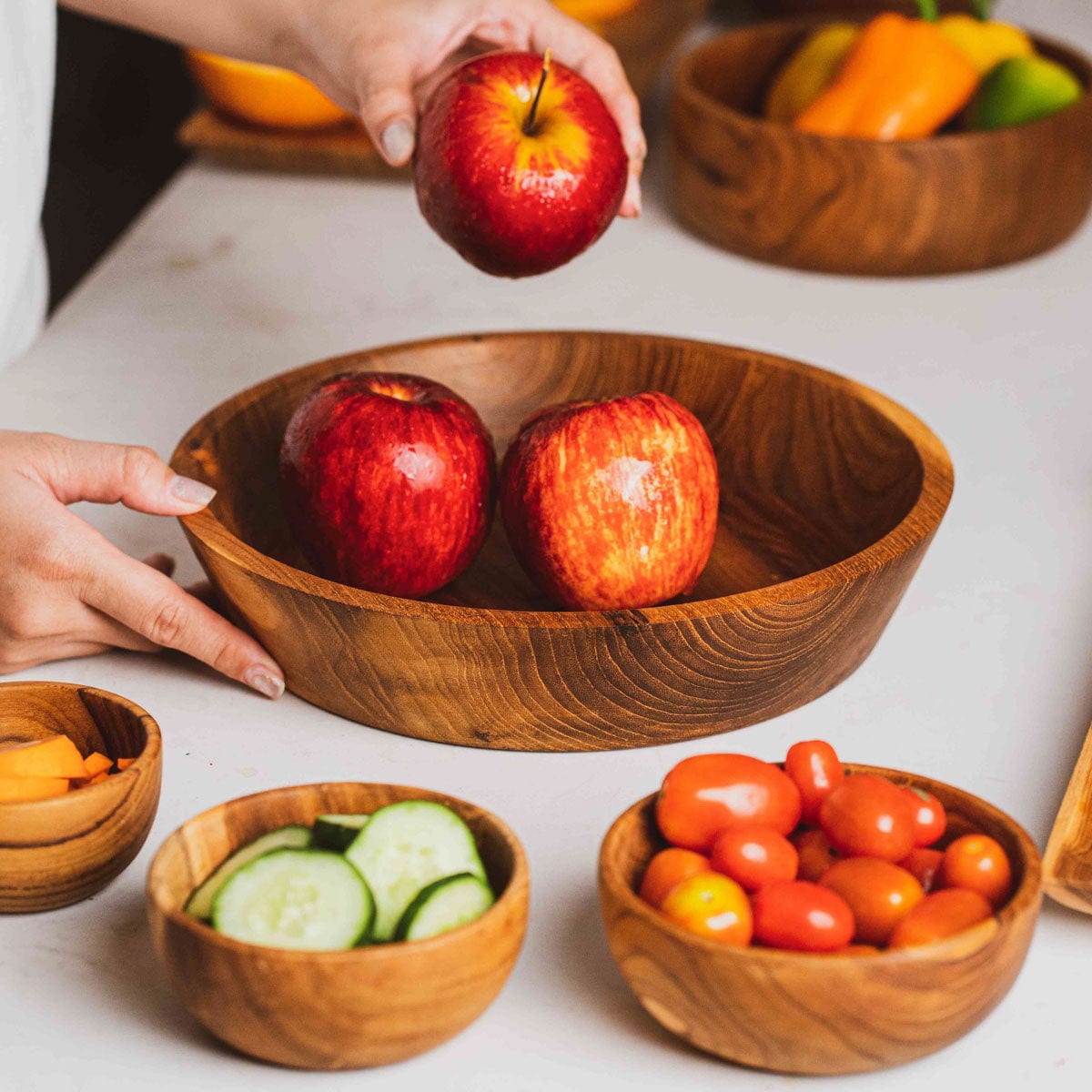 Slanted Side Teak Wood Bowl - Jumbo