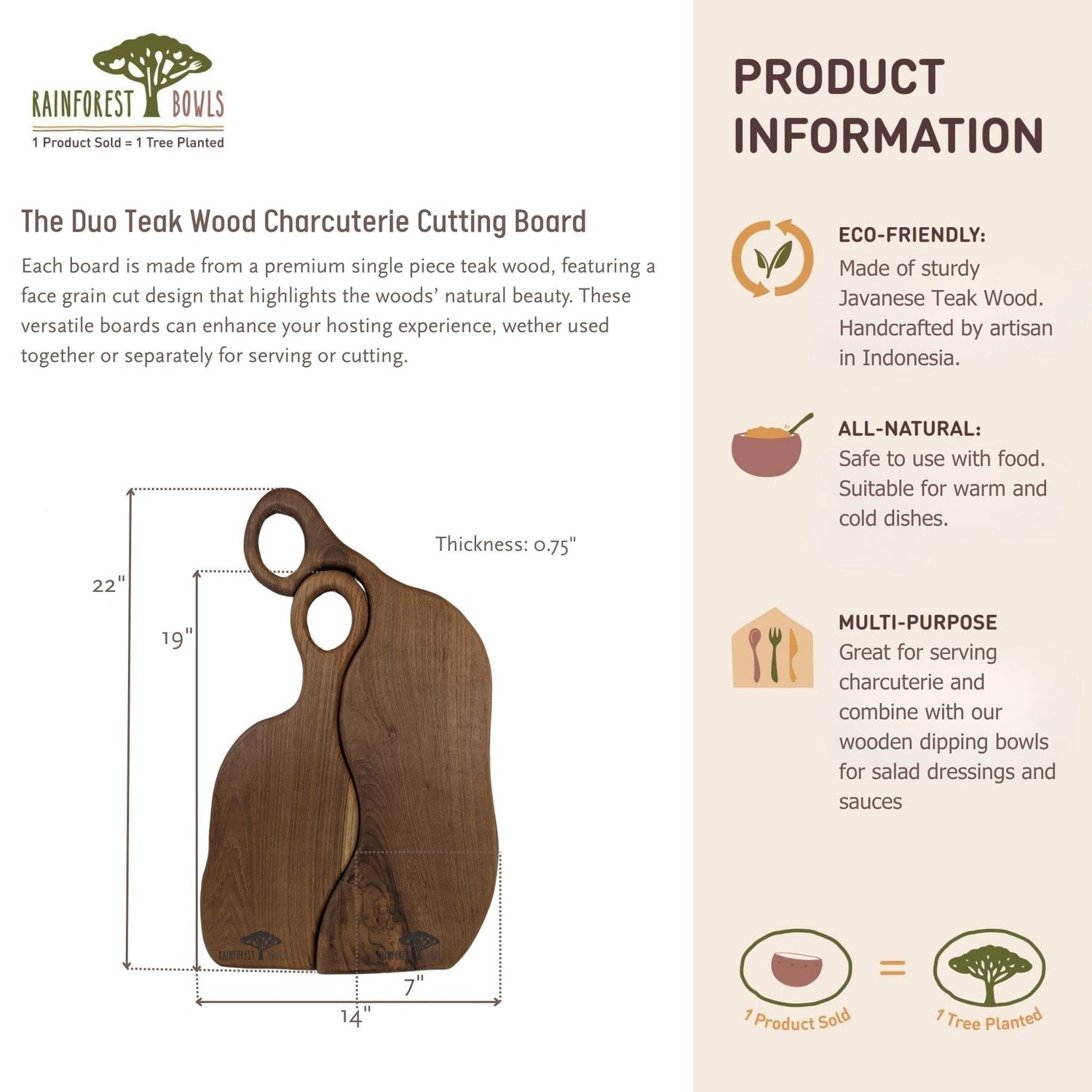 The Duo Teak Wood Charcuterie Cutting Board