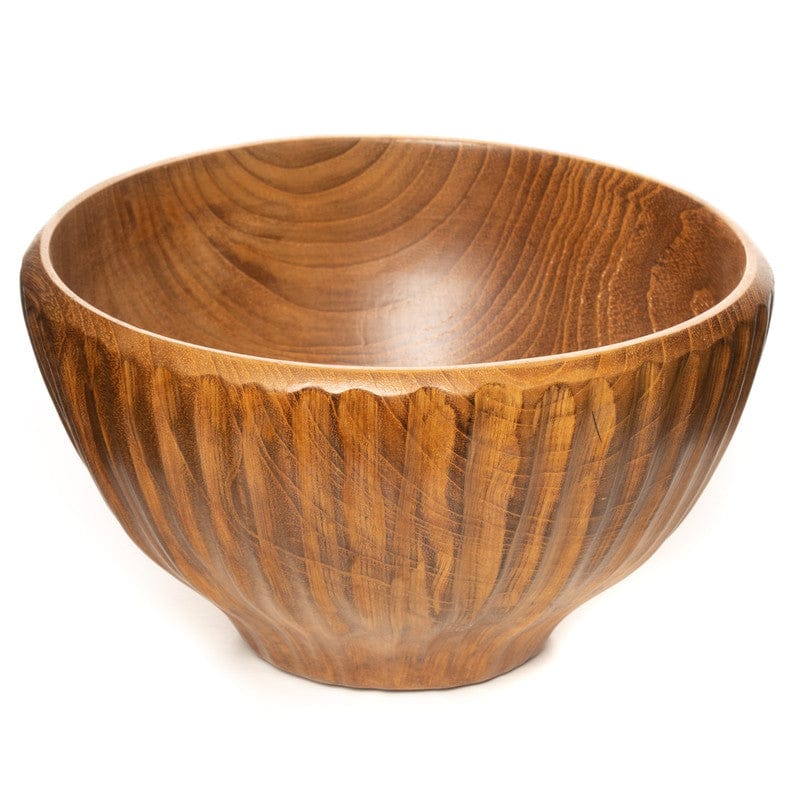 Vertical Carved Shiruwan Teak Wood Soup Bowl