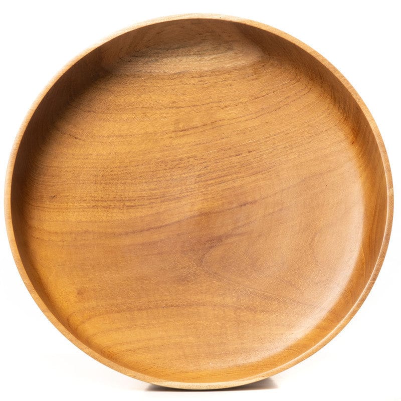 Flat Wide Hachi Teak Wood Serving Bowl