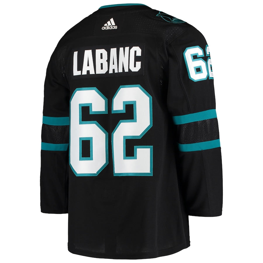 Men's San Jose Sharks Kevin Labanc adidas Black Alternate Authentic Jersey