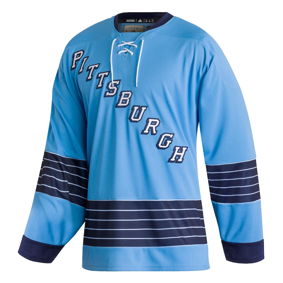 Men's Pittsburgh Penguins adidas Light Blue Team Classics Authentic Blank Jersey