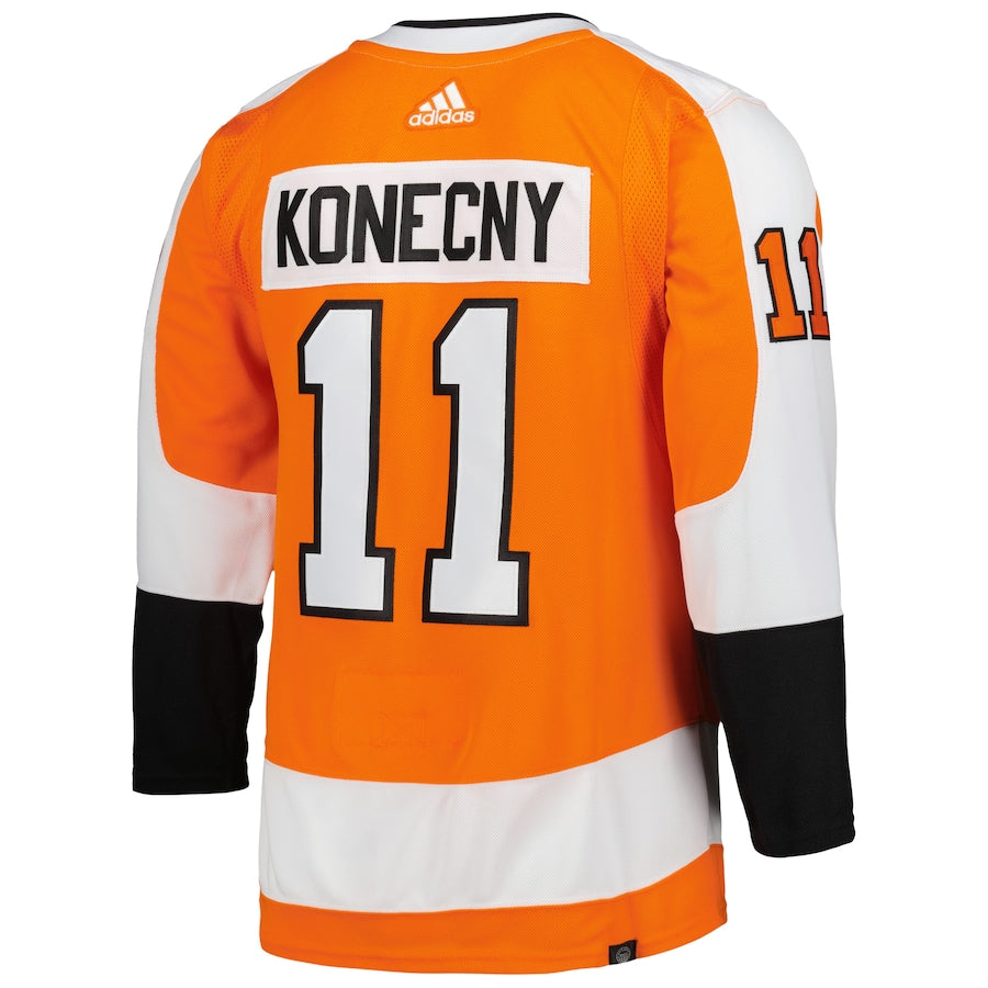 Men's Philadelphia Flyers Travis Konecny adidas Orange Home Primegreen Authentic Player Jersey