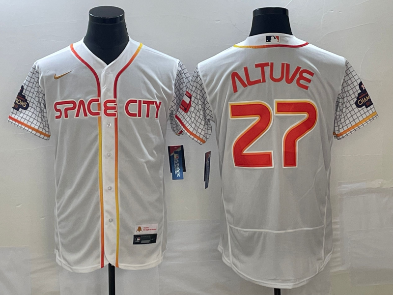 Men's Houston Astros Jose Altuve #27 White City Connect Player Jersey
