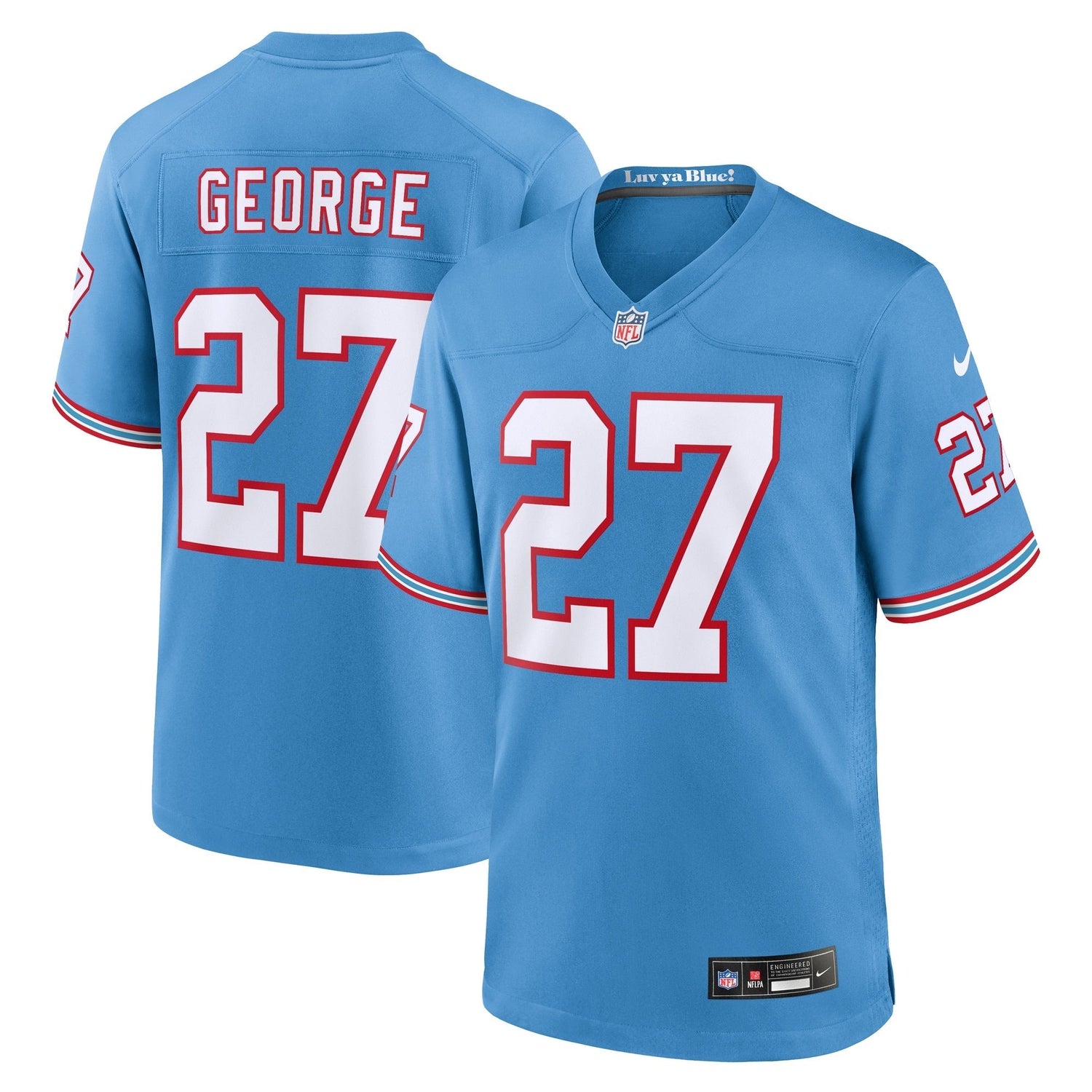 Eddie George Tennessee Titans Nike Oilers Throwback Retired Game Jersey - Light Blue