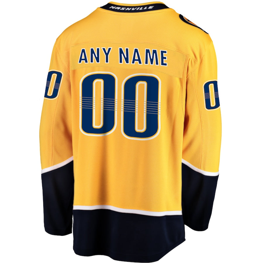Nashville Predators Home Breakaway Custom Jersey - Gold