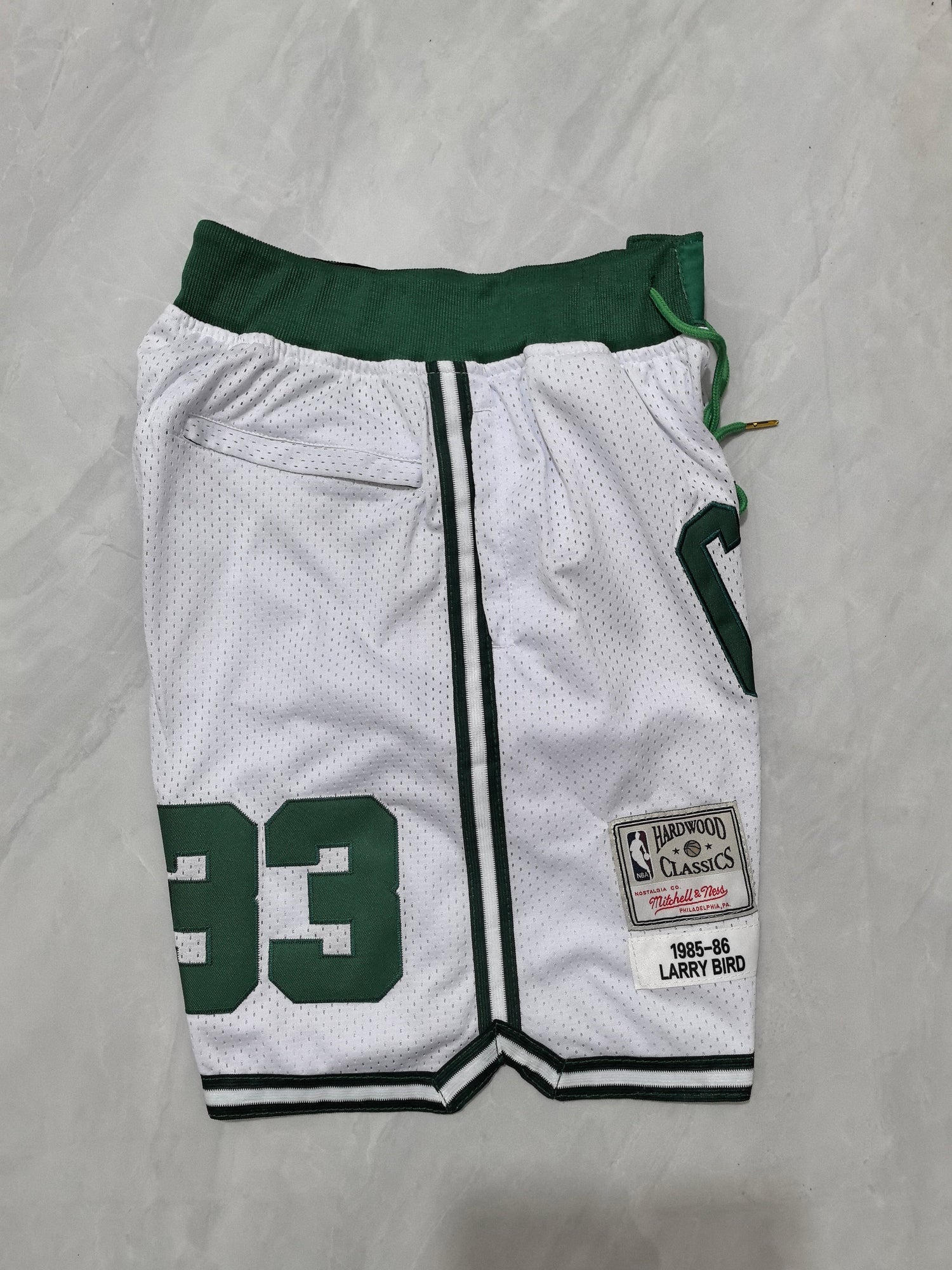 JUST DON Boston Celtics White Pocket Shorts