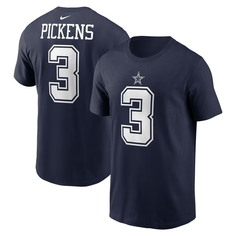 Men's George Pickens Navy Dallas Cowboys Name & Number T-Shirt
