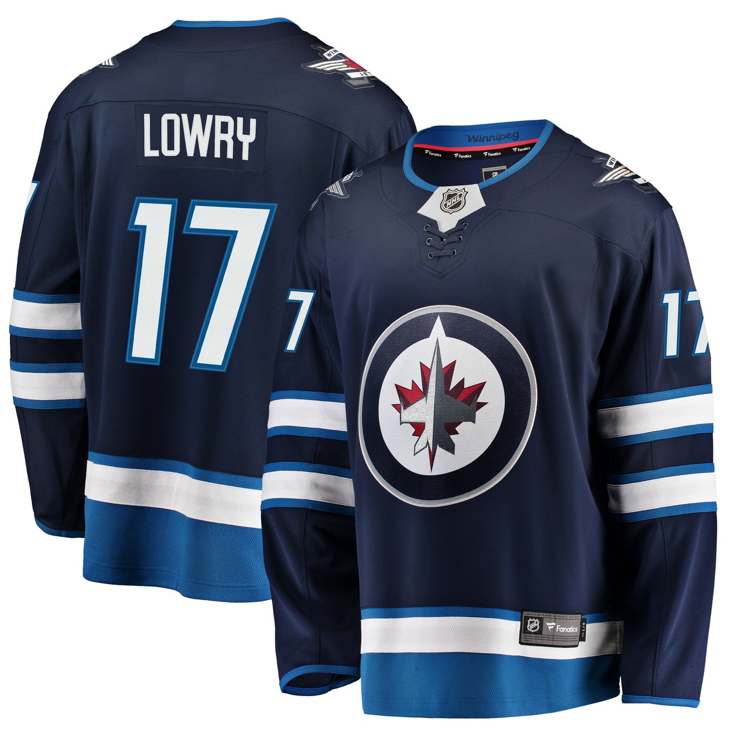 Men's Winnipeg Jets Adam Lowry Fanatics Navy Breakaway Jersey