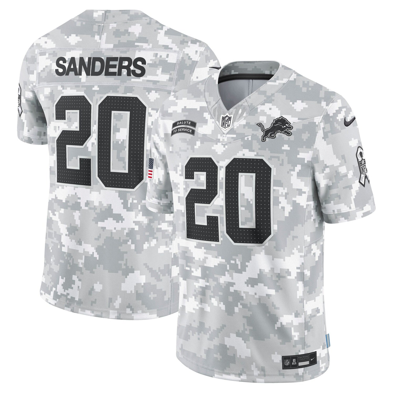 Barry Sanders Detroit Lions Nike 2024 Salute to Service Retired Limited Jersey - Arctic Camo
