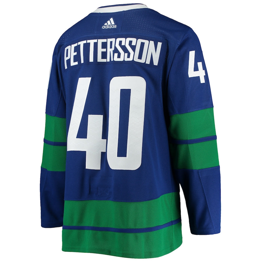 Men's Vancouver Canucks Elias Pettersson adidas Blue 2020/21 Authentic Alternate Player Jersey