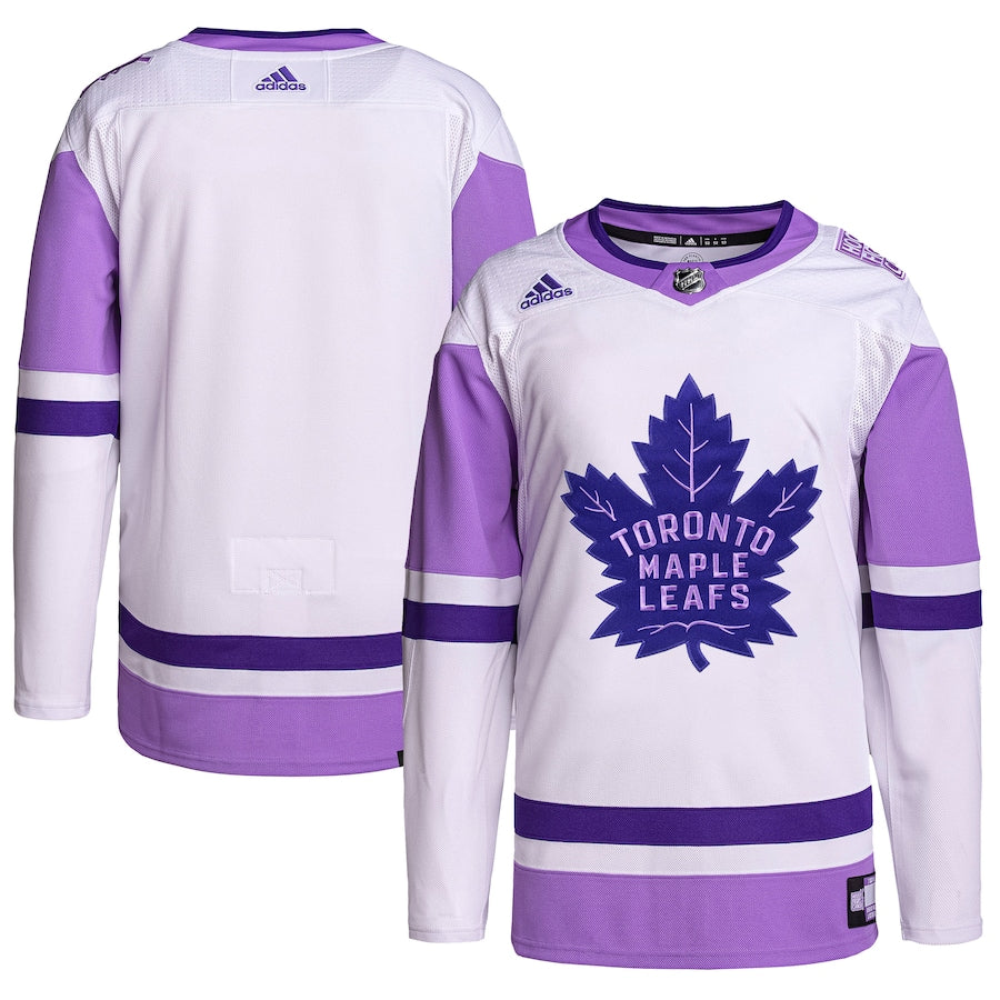 Toronto Maple Leafs Hockey Fights Cancer Primegreen Blank Practice Jersey - White/Purple