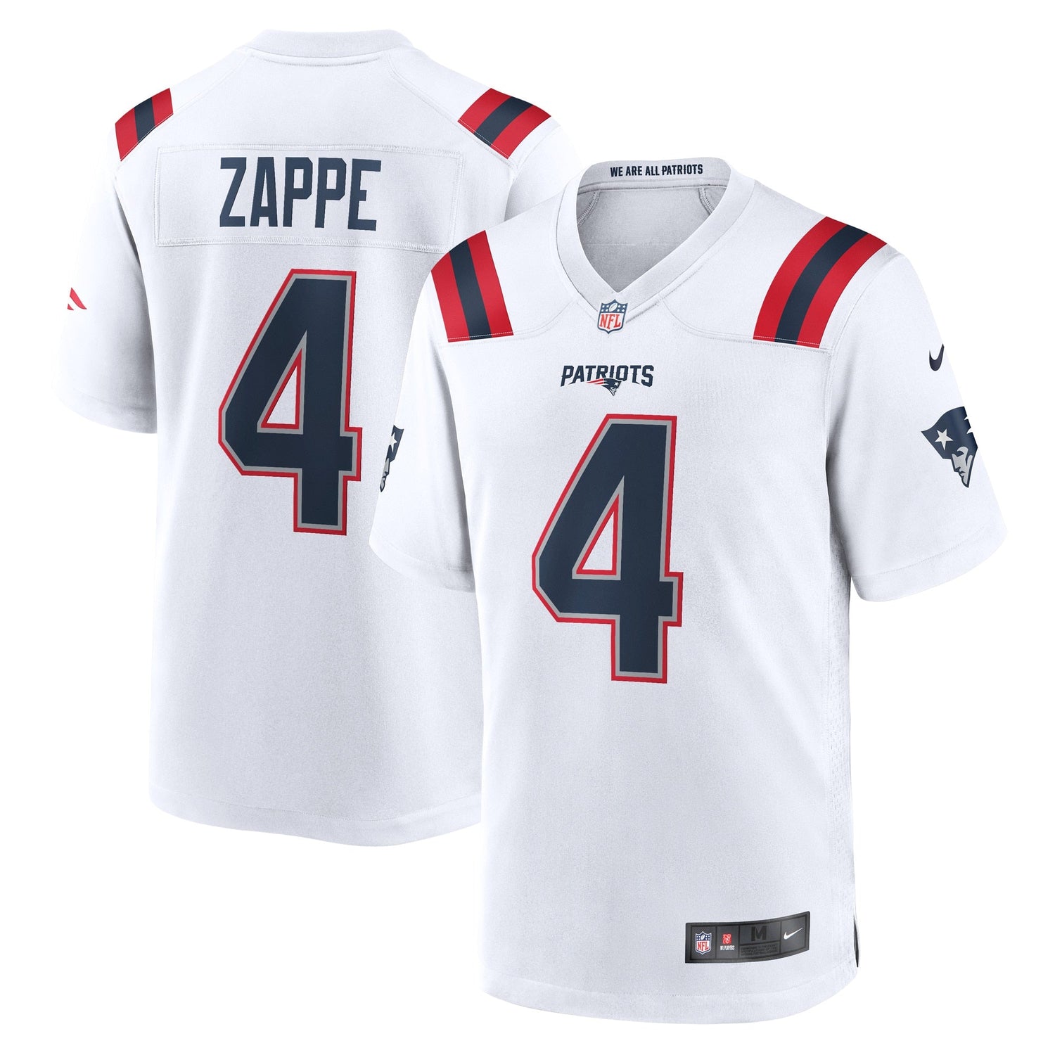 Bailey Zappe New England Patriots Nike Game Jersey - White