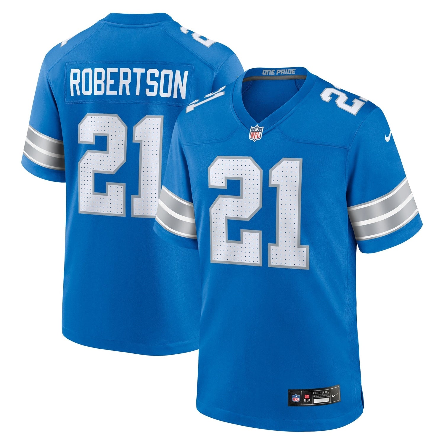 Amik Robertson Detroit Lions Nike Game Jersey - Blue