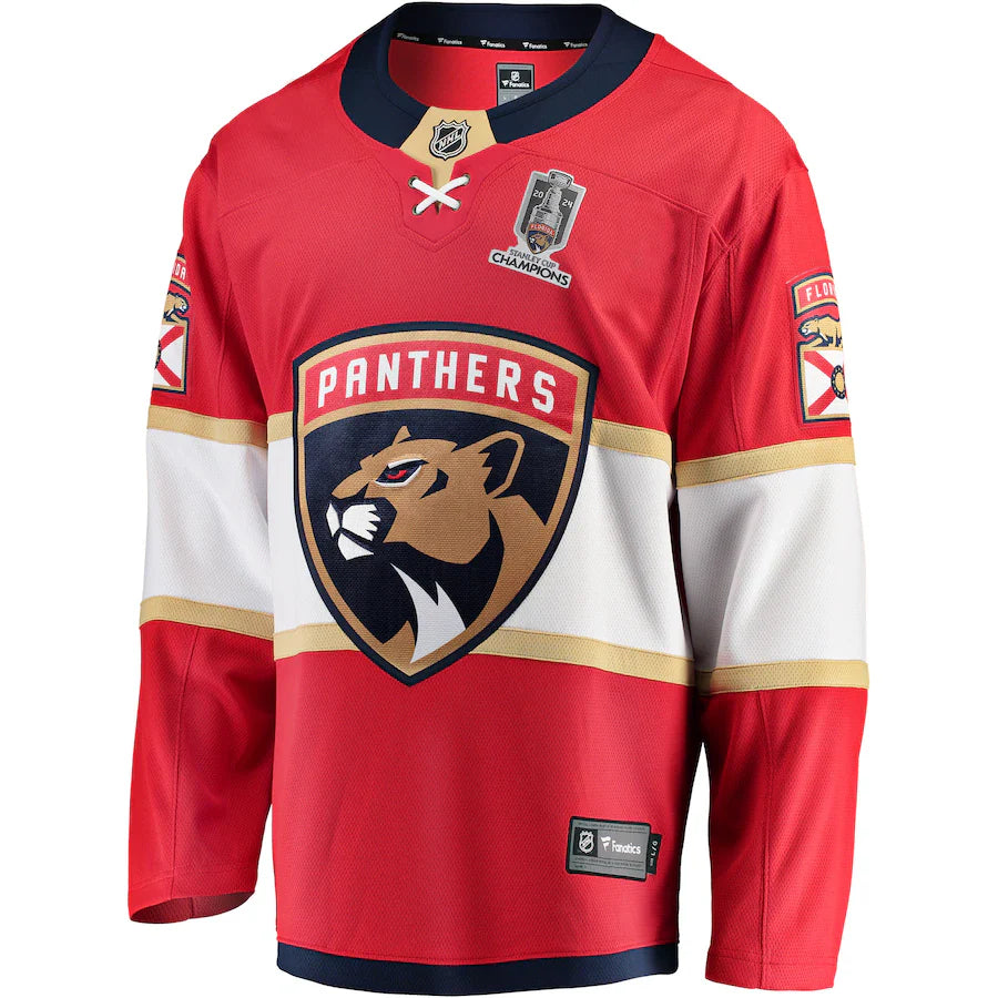 Florida Panthers Home 2024 Stanley Cup Champions Breakaway Jersey – Red