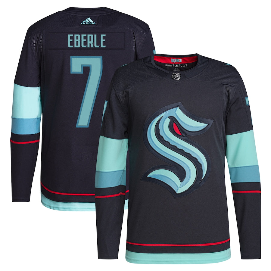 Men's Seattle Kraken Jordan Eberle adidas Navy Home Primegreen Authentic Pro Player - Jersey