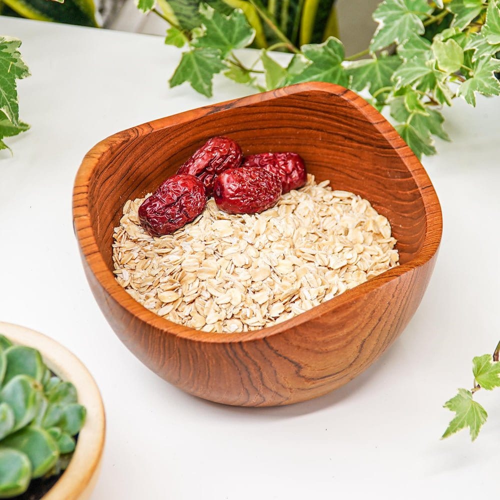 Handcrafted Wavy Teak Wood Bowl