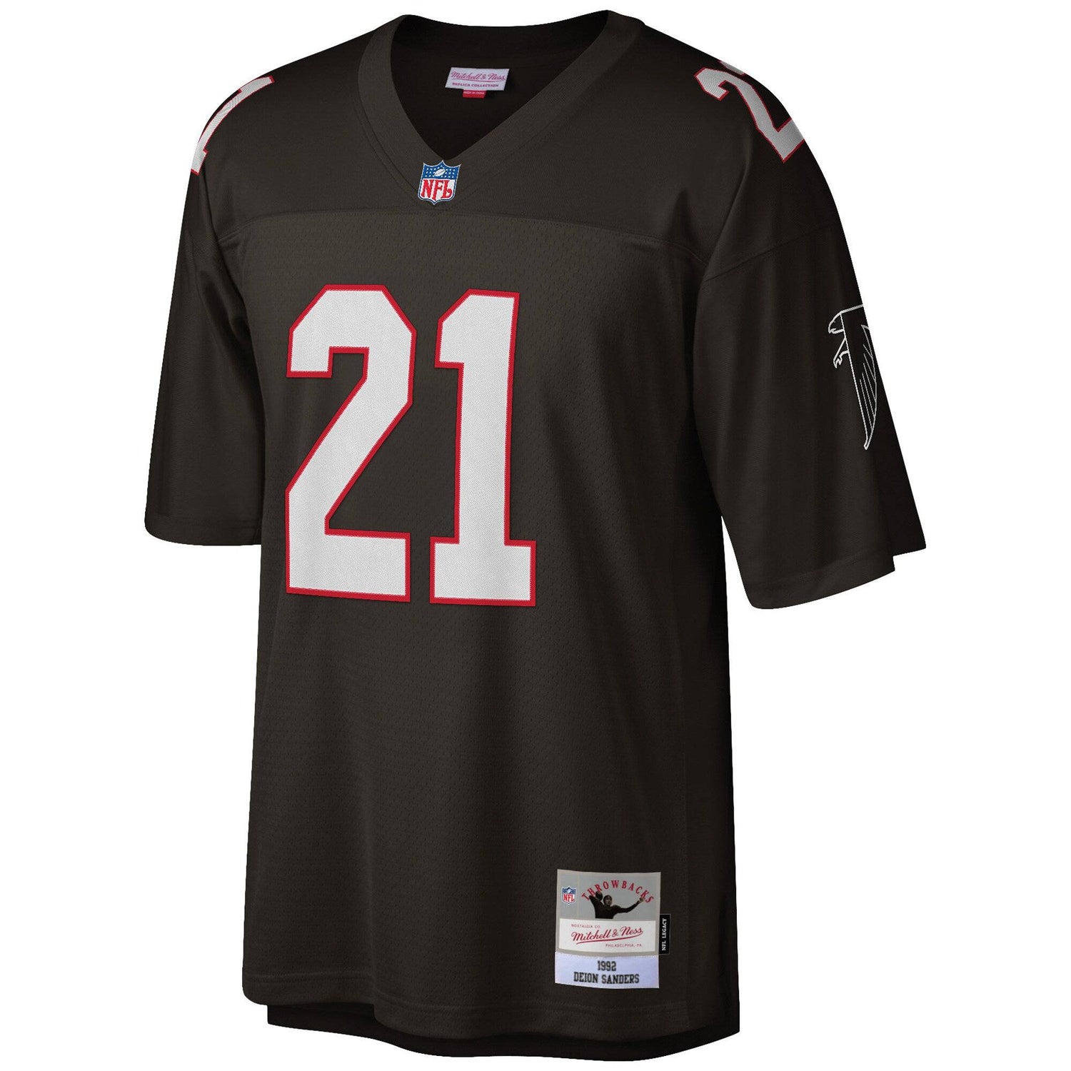 Mens Atlanta Falcons Deion Sanders Mitchell & Ness Black 1992 Retired Player Vintage Jersey