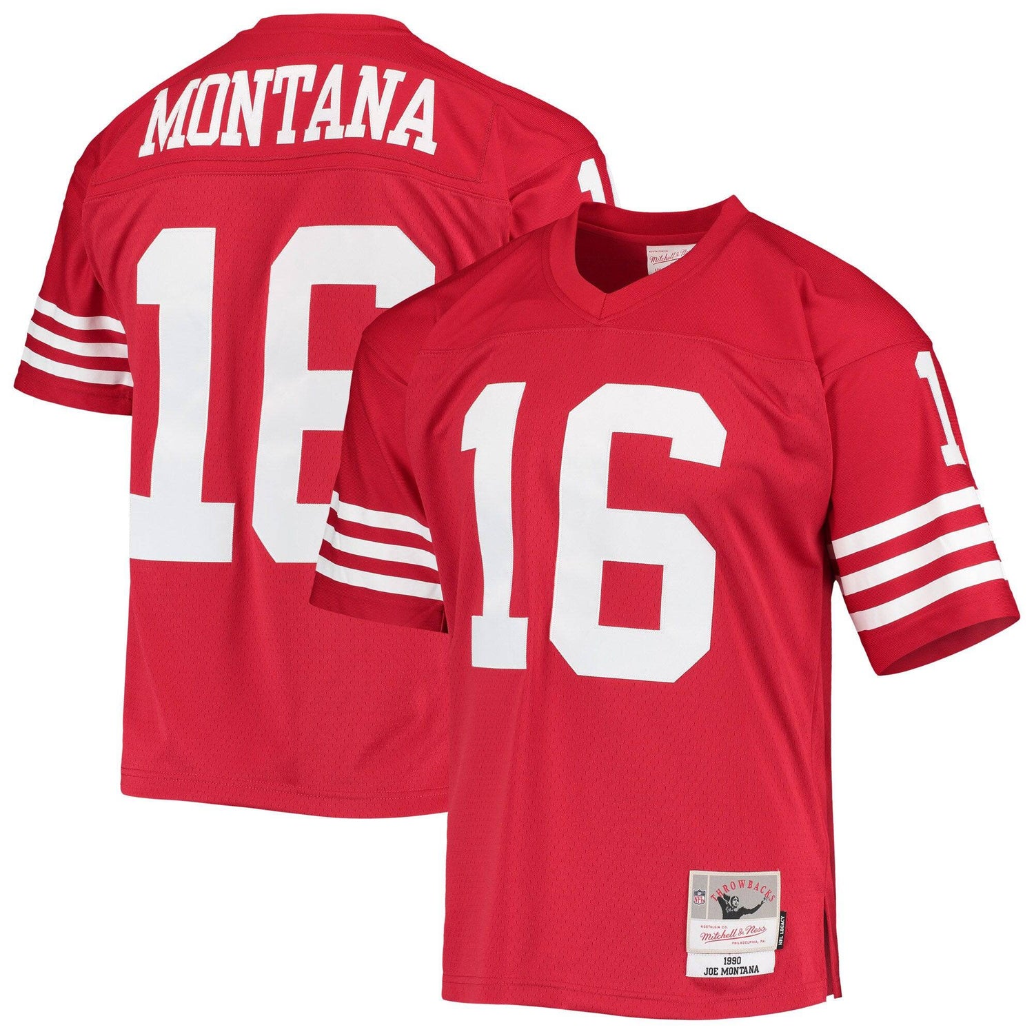 Mens San Francisco 49ers Joe Montana Mitchell & Ness Scarlet Retired Player Vintage Jersey