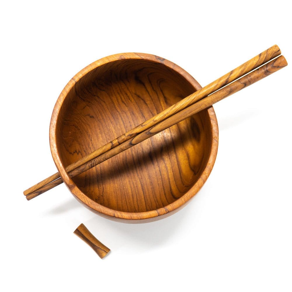 Ramen Teak Wood Bowl with Chopsticks