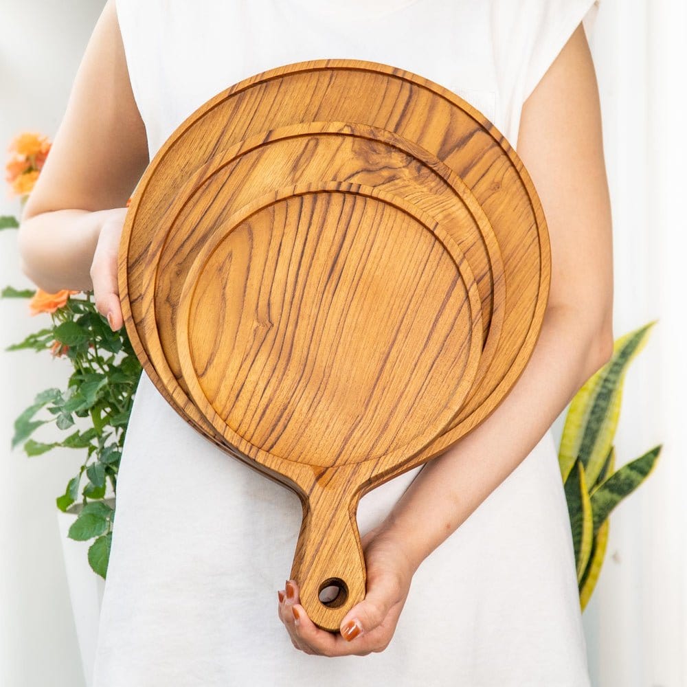 Teak Wood Pizza Board with Handle