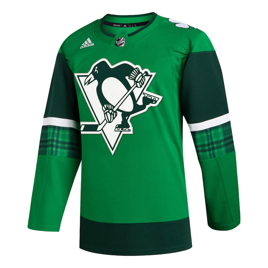 Men's Pittsburgh Penguins adidas Kelly Green 2023 St. Patrick's Day Primegreen Authentic Jersey
