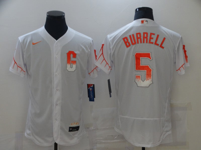 Men's San Francisco Giants Pat Burrell #5 White  Baseball Jersey City Edition