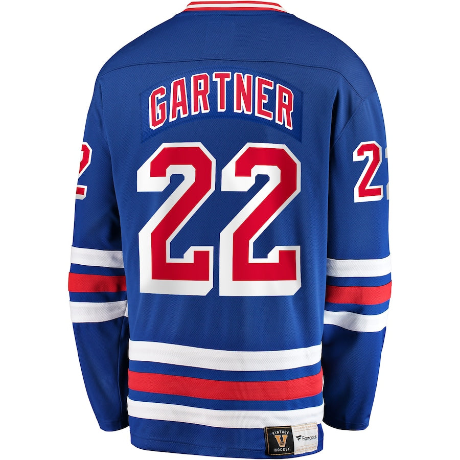 Mike Gartner New York Rangers   Premier Breakaway Retired  Jersey - Blue