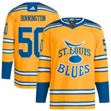 Men's St. Louis Blues Jordan Binnington adidas Gold Reverse Retro 2.0 Authentic Player Jersey