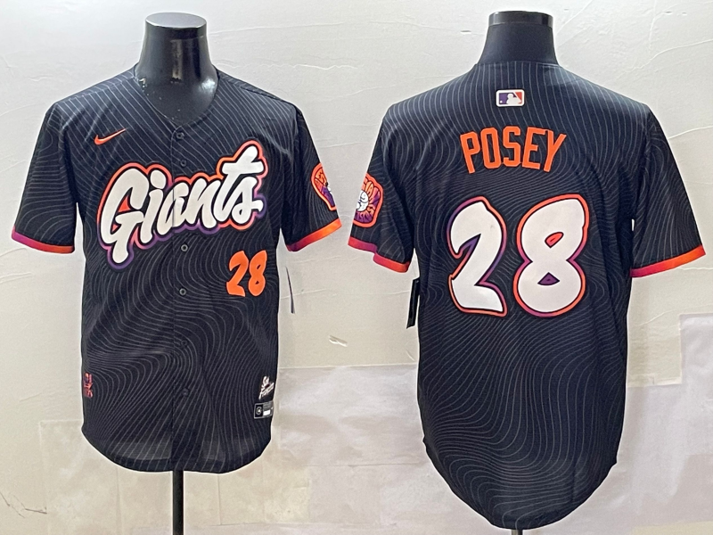 Men's San Francisco Giants Buster Posey #28 Black 2025 City Connect Limited Player Jersey