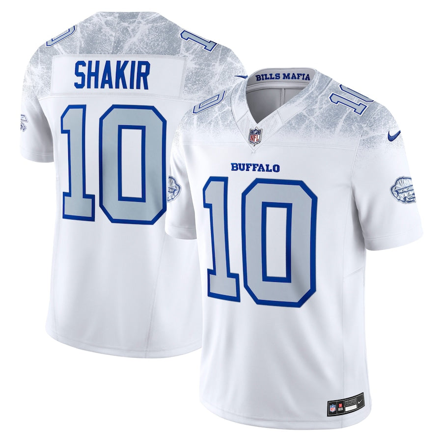 Men's Buffalo Bills Khalil Shakir Nike White 2025 Rivalries Collection F.U.S.E. VaporLimited Stitched Jersey