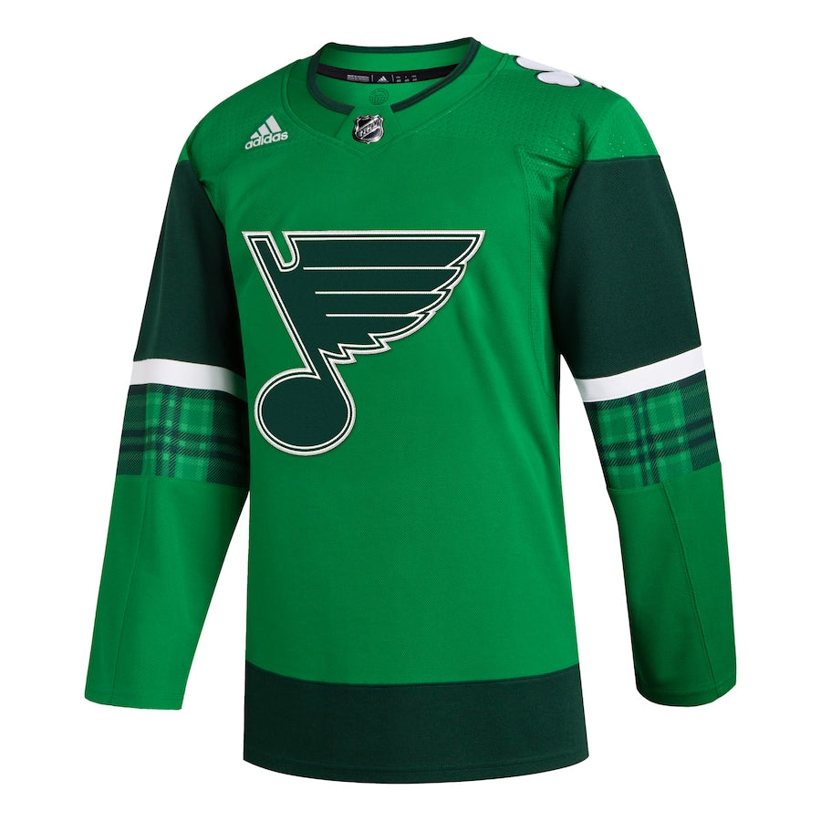Men's St. Louis Blues adidas Kelly Green 2023 St. Patrick's Day Primegreen Authentic Jersey