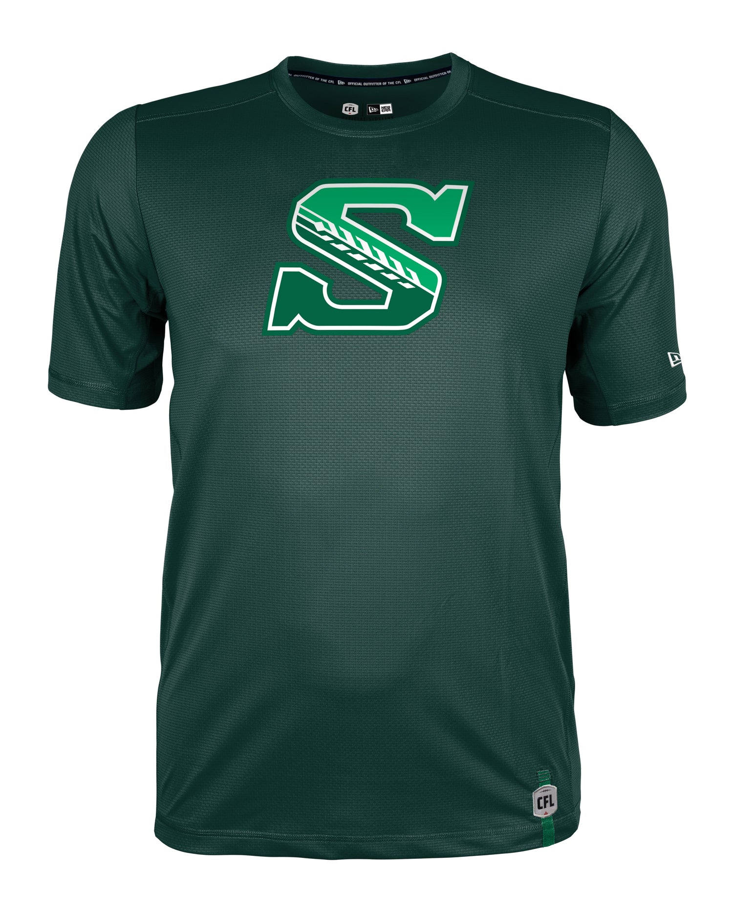 2025 Saskatchewan Roughriders CFL Football New Era Equipment Sideline T Shirt  - Green