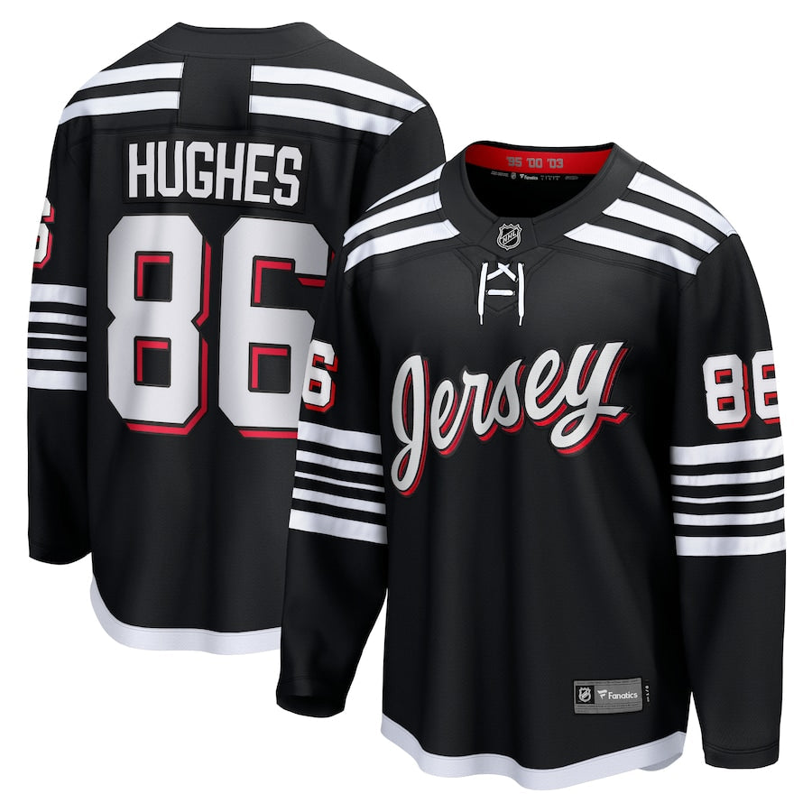 Jack Hughes New Jersey Devils   Alternate Premier Breakaway  Jersey - Black