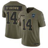 Men's Detroit Lions Amon-Ra St. Brown Nike Olive 2025 Salute to Service Limited Jersey