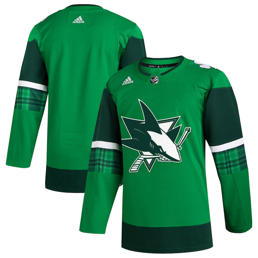 Men's San Jose Sharks adidas Kelly Green 2023 St. Patrick's Day Primegreen Authentic Jersey