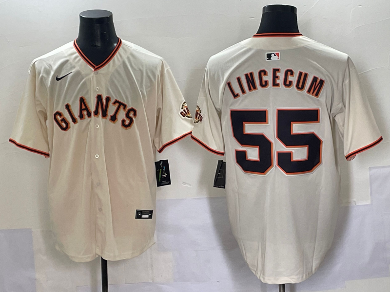 Men's San Francisco Giants Tim Lincecum #55 Cream Home Player Jersey