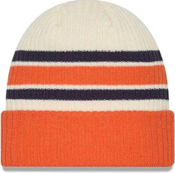 Men's Edmonton Oilers NHL New Era Vintage Beanie Knit Hat - Orange & Cream